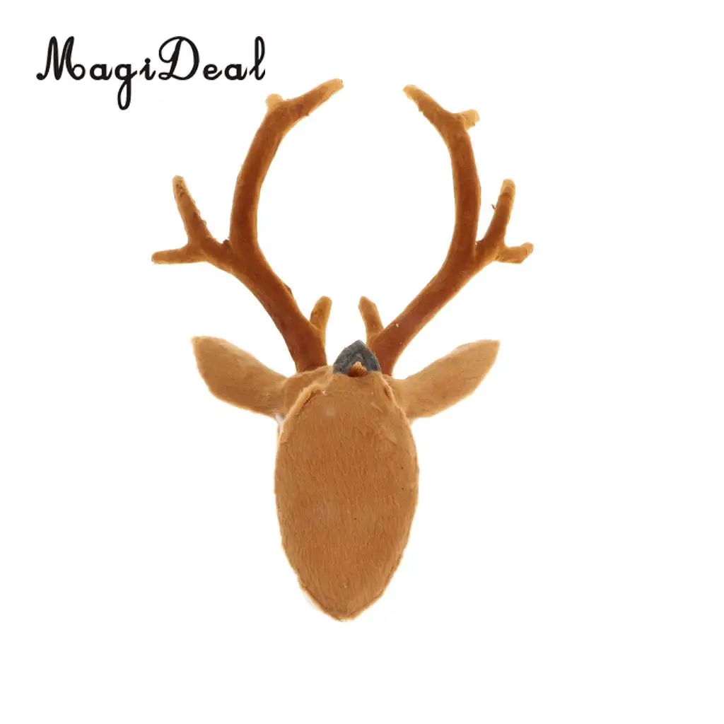 Realistic Stuffed Deer Head Model Toy Faux Fur Animal Wall Hanging Decoration Home Christmas Party Ornament Gift