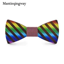 Mantieqingway дерево бабочкой для мужчин Красочный Полосатый деревянный галстук-бабочка для Для женщин Bowknots Gravatas Тонкий шеи галстук