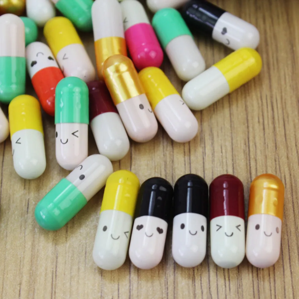 

Mini Message Capsule Letter Creative Trend Novelty Gift 50 Pcs/pack Cute Love Half Color Pill Blank Message Letter Paper Kawai