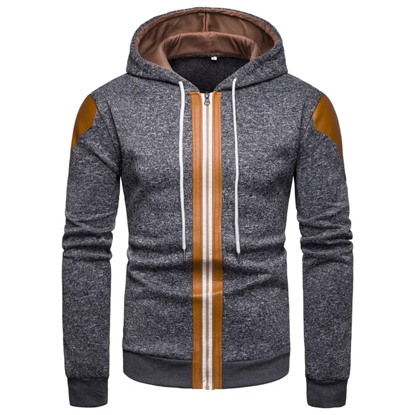 Men Running Jackets Sweater Hooded Coat Mens Fall Winter New Fashion Color Collision Zipper Sweater Hooded Coat #2n27 (9)