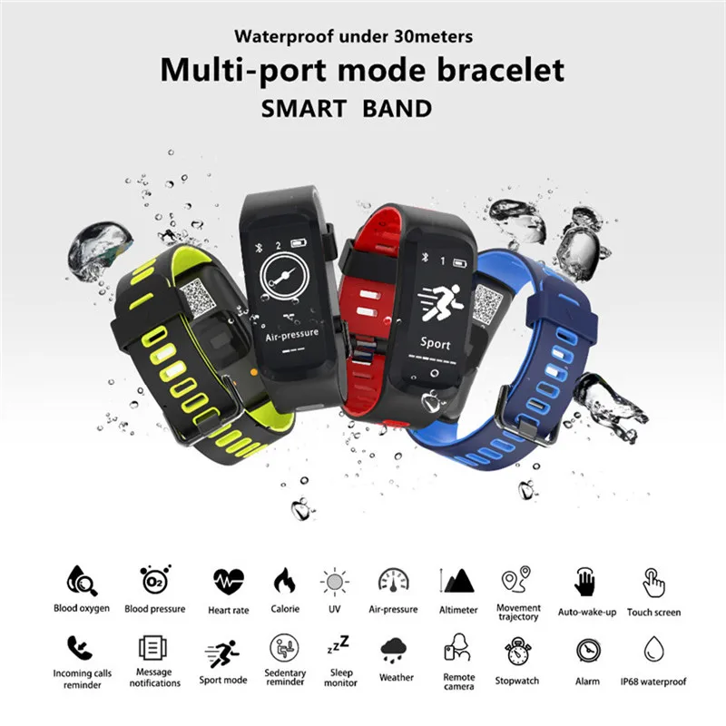 

High-quality multi-function smart bracelet blood pressure oxygen heart rate monitoring date and time pedometer IOS / Android