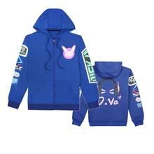 Cosplay Sweater Dva Game Cos Thickening Plus Velvet Zipper Hooded Anime Jacket long sleeve hooded Sweatshirts