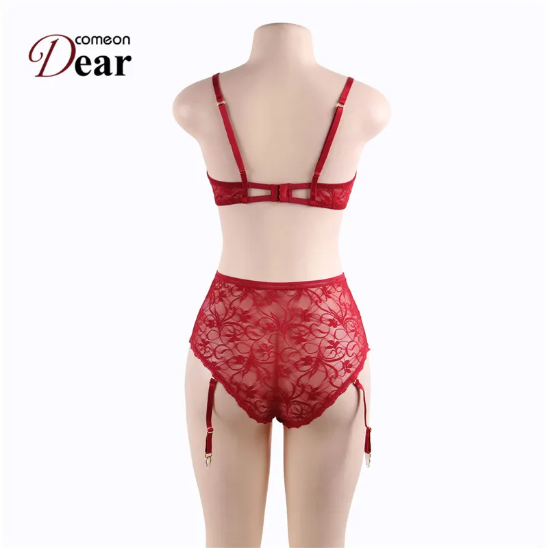 Comeondear Open Cup Bra Plus Size Erotic Lingerie Sets Lace Nightgowns Sexy Bra Panty Womans Lingerie And Exotic Sets RK80646