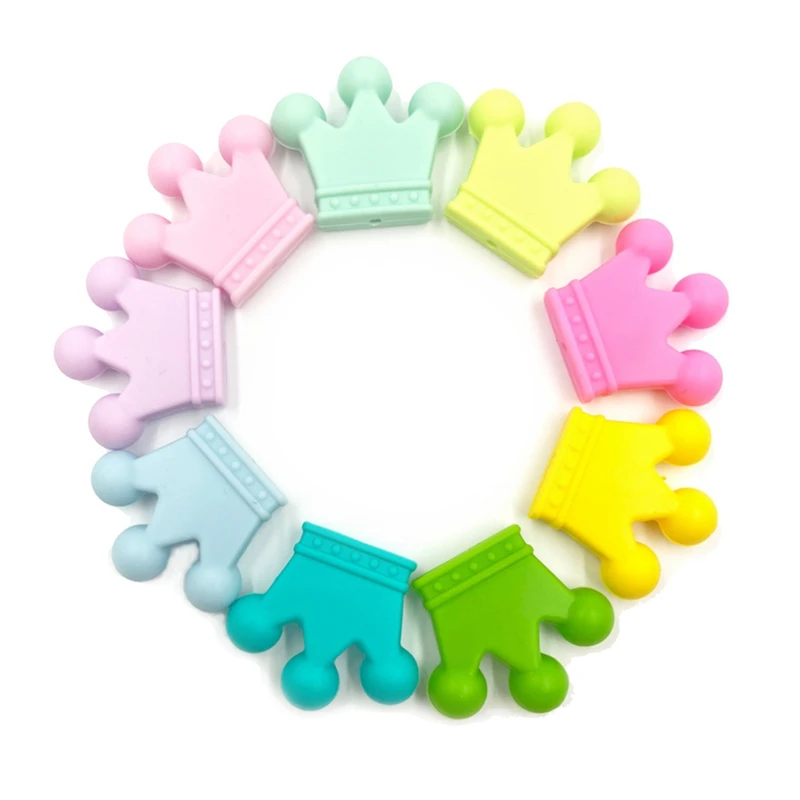 

Crown Silicone Beads Jewelry Makings Silicon Teethers Necklace Baby Teething Beads For Nurse Jewelry Colof Ranom