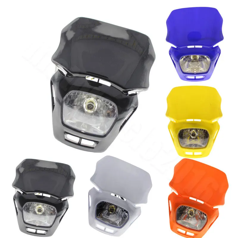 

New Style Universal Motorcycle Headlight Black Head Light Fairing Street fighter Enduro