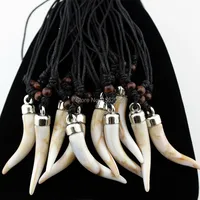 Wholesale lot 12pcs Acrylic Design Imitation Elephant tooth Necklace Wolf tooth pendant Amulet Gift MN579 1