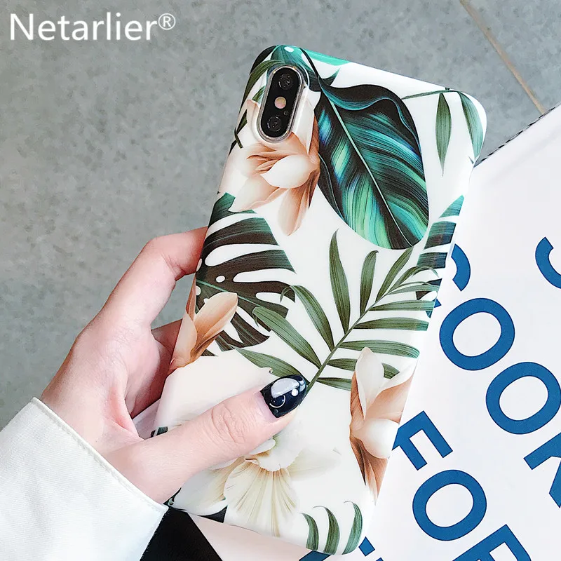 Netarlier ins банановый лист винтажный цветочный чехол для iPhone 6 6S 6Plus 7 8Plus IX XR Xs Max