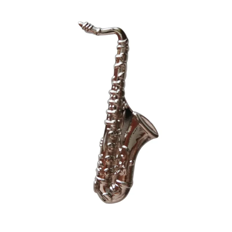 

Mini metal Saxophone lapel pin badge gifts -Iron plated in Nickel+butterfly button Free shipping(300 pcs/lot)