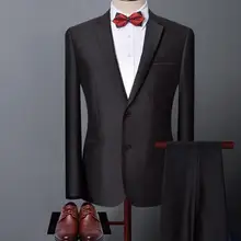 XS-4XL, хит, весенний мужской модный костюм на пуговицах и костюм из двух предметов для свадебного платья жениха