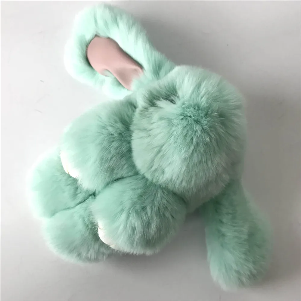Magicfur-1 шт. 17 см-18 см Настоящий мех кролика толстый кролик мяч кукла игрушка Сумочка с брелоком брелок автомобильный брелок Подвеска Шарм - Цвет: Mint green