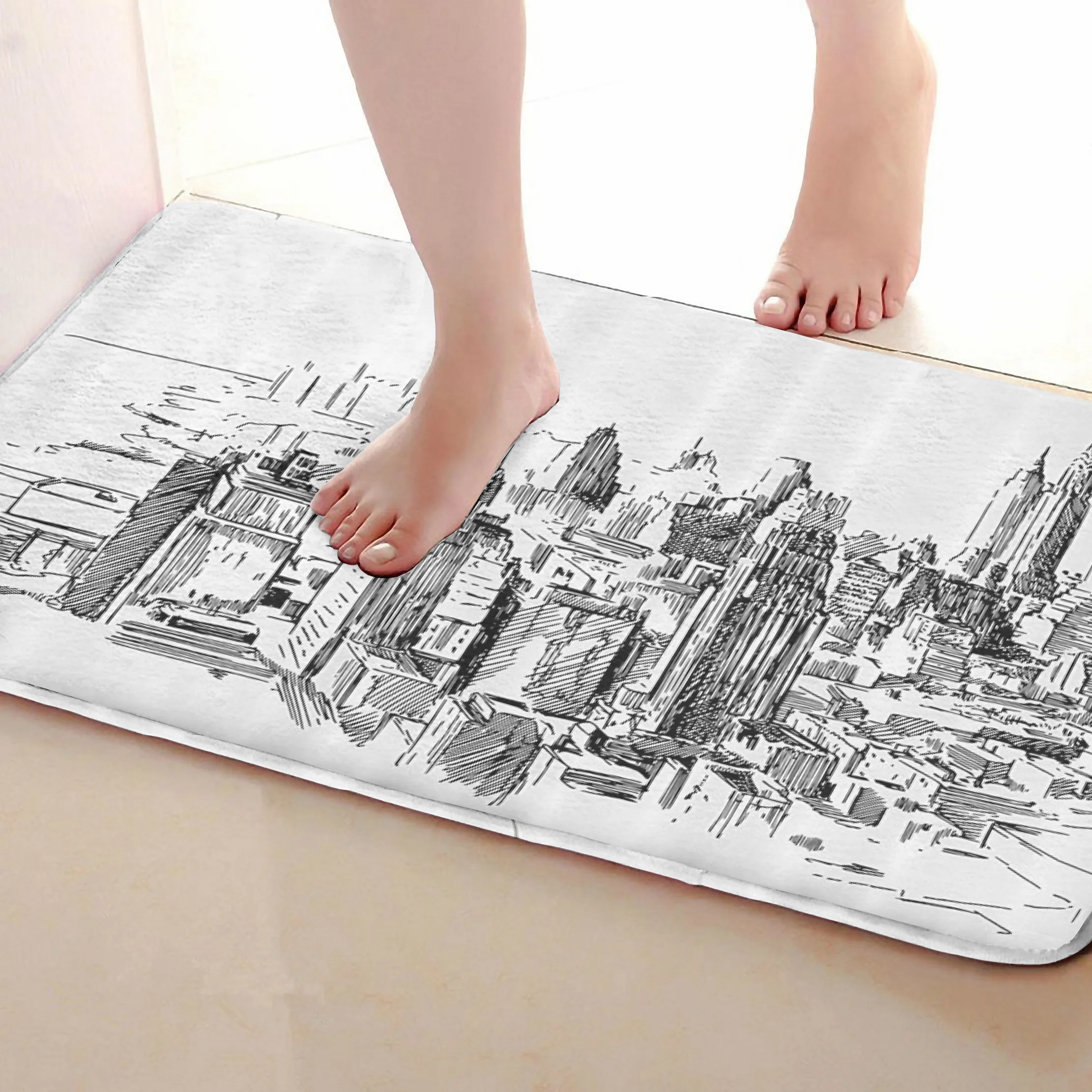 Городской стиль коврик для ванной комнаты, смешной Противоскользящий коврик для ванной, занавески для душа s аксессуары, соответствующие вашей душевой занавеске