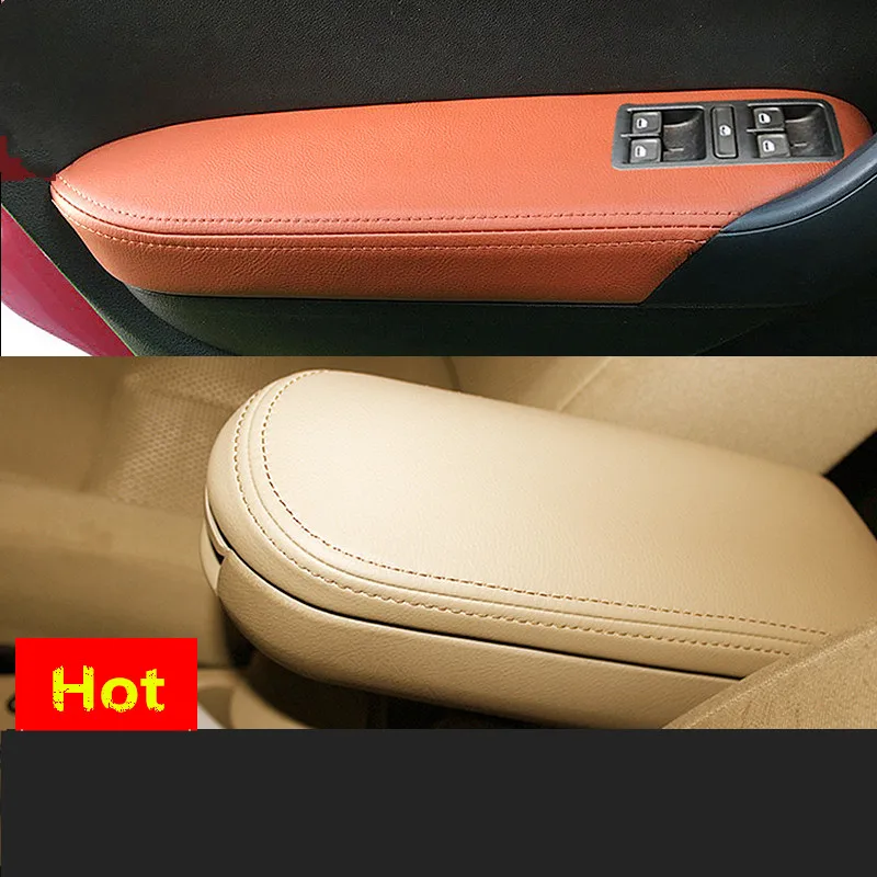 

Microfibre Leather Interior Doors Armrest Cover For Volkswagen New Cross Polo TDI Highline 2011 12 13 14 15 16 17 2018 AB164