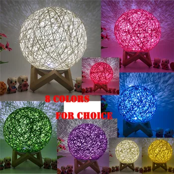 

20CM 3D LED Rattan Moon Night Light Moonlight USB Charging Table Desk Moon Lamp Decoration For Home Table Luces 35DC5