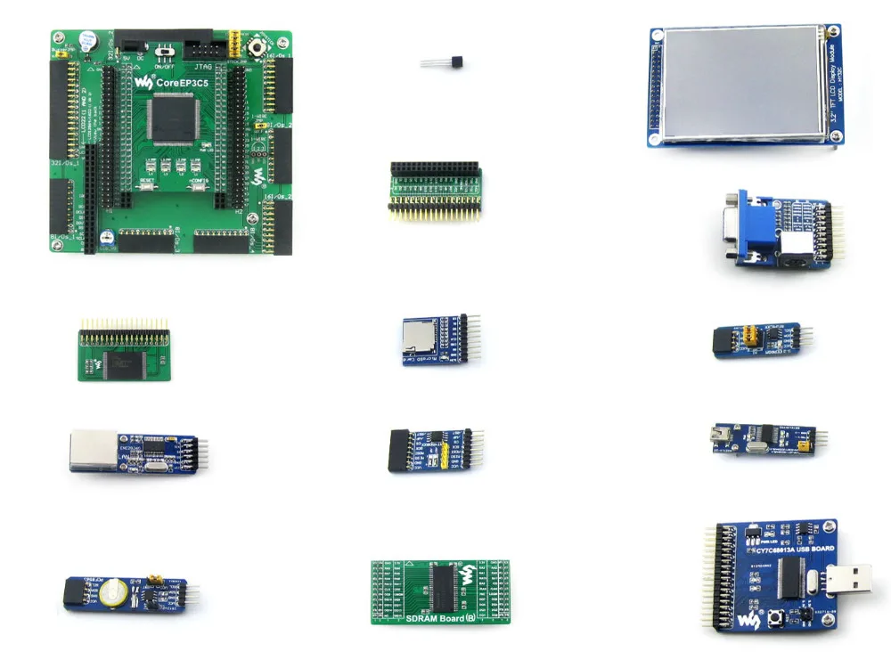 

module EP3C5 EP3C5E144C8N ALTERA Cyclone III FPGA Development Board + 13 Accessory Modules Kits = OpenEP3C5-C Package A