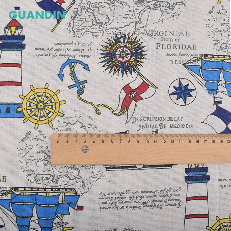 GUANDIN ткань из хлопка и льна с принтом для шитья квилтинга DIY серия Сейлор тканевая