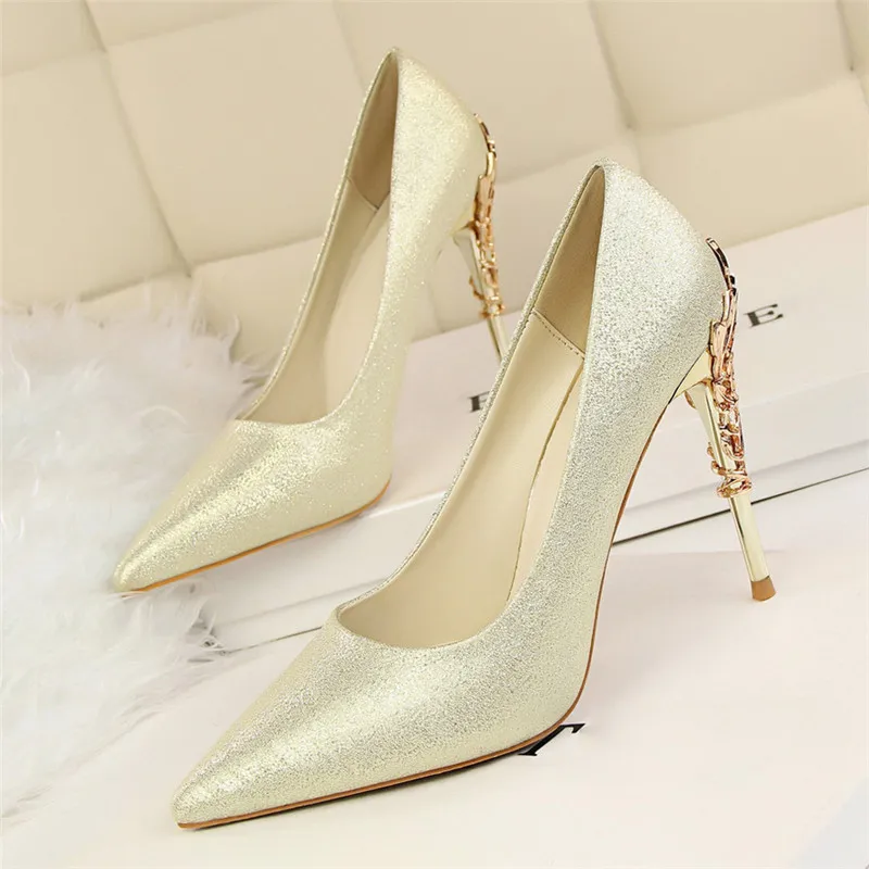 bridal shoes wedding shoes woman gold high heels pointed toe pumps women shoes high heel ladies shoes zapatos de novia