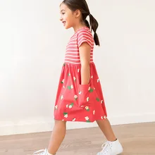 Стильная Брендовая детская одежда, трикотажное платье для девочек, детское Хлопковое платье в полоску с короткими рукавами