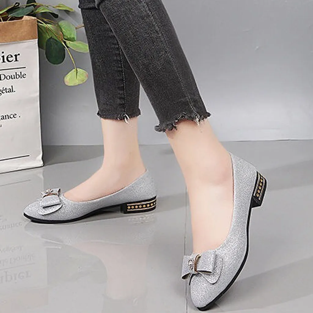 Womail/ г.; летние женские повседневные однотонные тонкие туфли на плоской подошве с острым носком и бантиком-бабочкой; удобная обувь; повседневные туфли на плоской подошве на низком каблуке