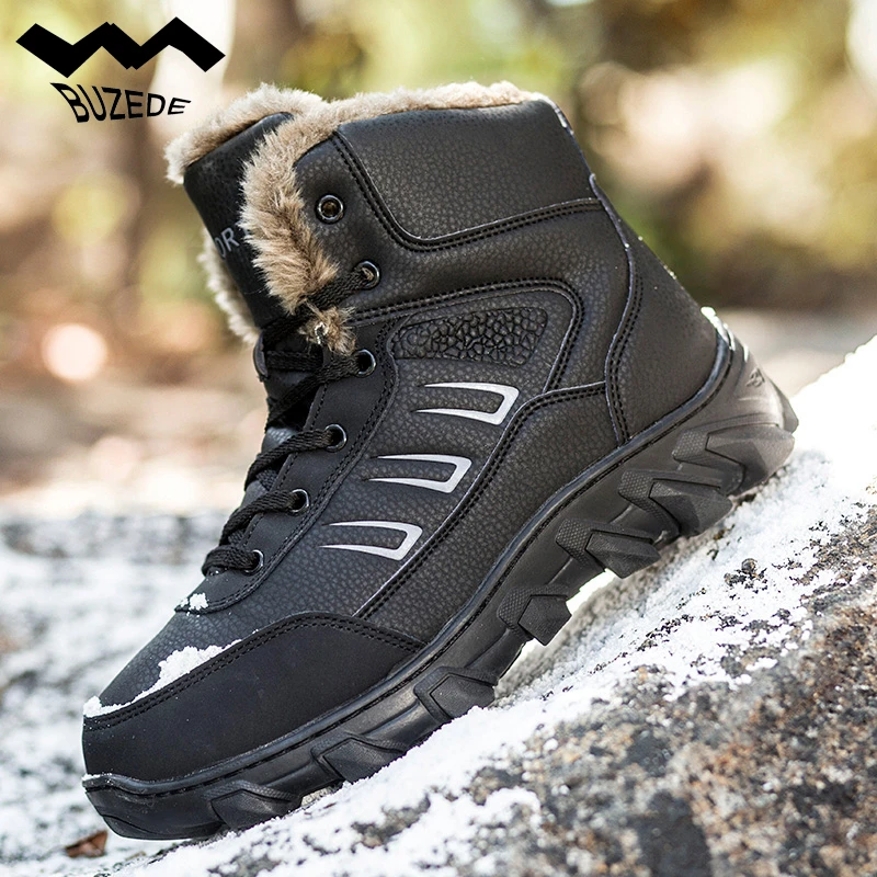 Nueva venta de los hombres zapatos de seguridad Botas negro Botas Hombre Botas Militares tamaño grande Militares nieve invierno mantener calienta|Botas de nieve| - AliExpress