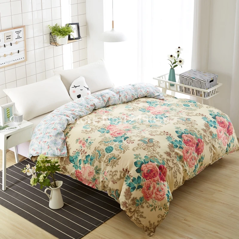 

Home Textile Beauty Flower Duvet Cover Single Double Size Quilt Cover Polyester/Cotton Comforter Case with Zipper Free Shipping
