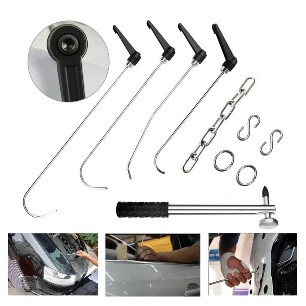 paintless Rods Crowbar Opening Tools Car Dent Paintless Remover Auto Body Dent Care Repair Hammer Hand Set Repair Tools Kit