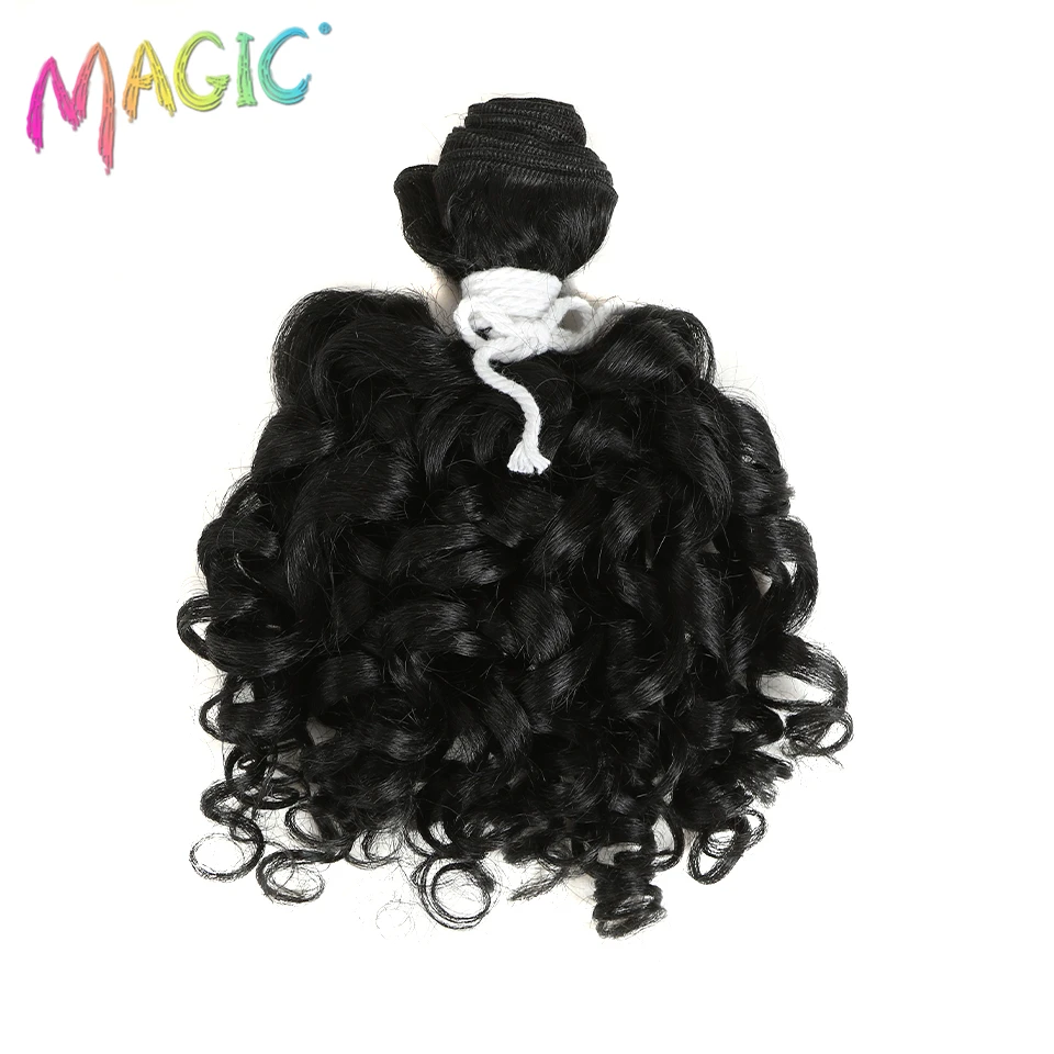 Magic 2"bundles/pack Women Ombre Hair Weaving Kinky Curly Hair Extensions Weft Heat Resistance Synthetic Hair Weave 14"inch