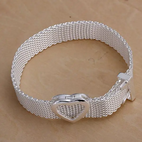 

fashion whatch belt heart shaped simple style bracelet Silver color Jewelry chain Bracelets bangle