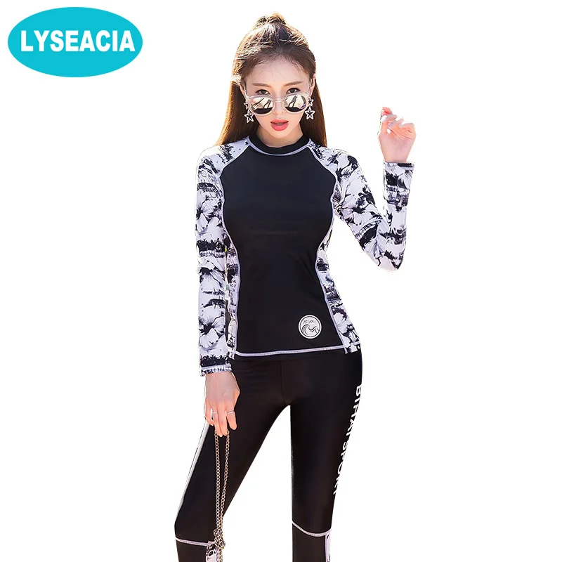 

Three Piece Rash Guard Swimwear Women Summer Surfing Swimming Clothing Rashgard Long Sleeve Swim Panties Leggings Swimsuit 2019