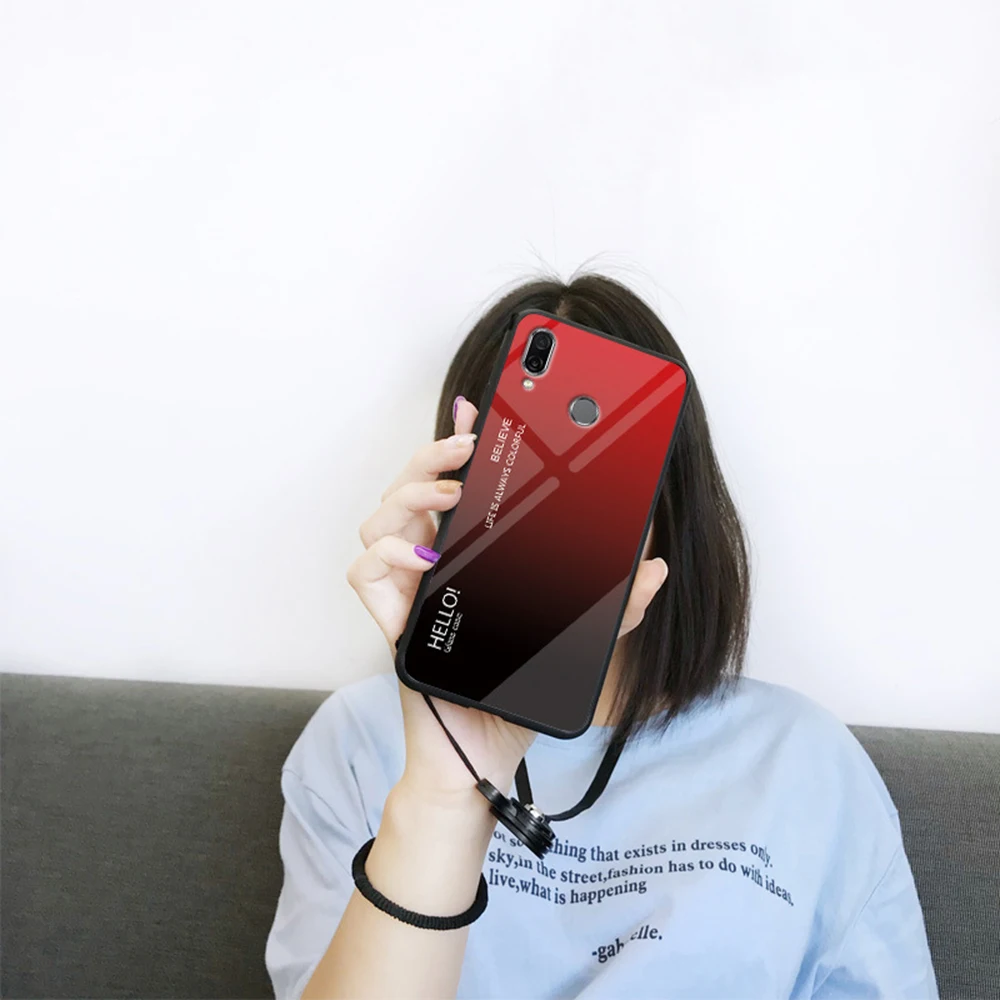 Градиентный чехол из закаленного стекла для Xiao mi Red mi Note 7 5 6 Pro Pocophone F1 mi 8 mi A2 Lite 6X 5X A1 mi 9 SE, защитный чехол