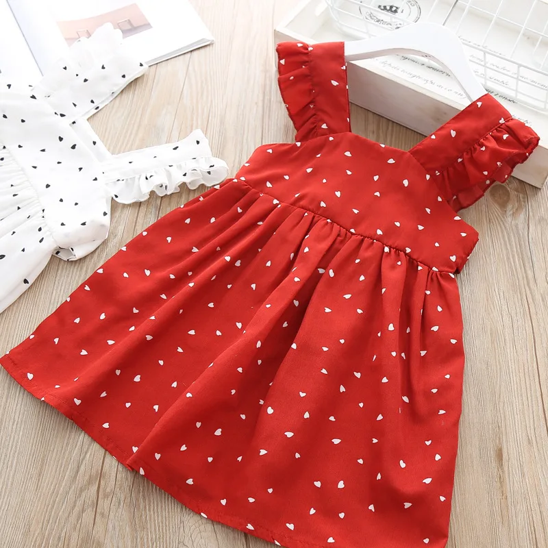 

Toddler Girl Love Print Summer Dress Kids Wholesale Lots Bulk Clothes For Little Girl Party Frocks Back Bow Ruffle Sundress 2019