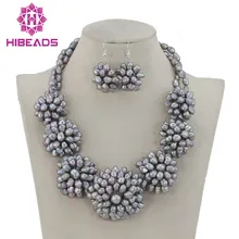 Фантастическое жемчужное ожерелье ручной работы с цветком серый пресноводный рисовый жемчуг свадебные ювелирные украшения для свадьбы FP064