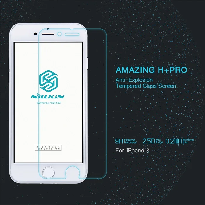 Защитная пленка NILLKIN для iphone 8 Amazing H/H+ PRO 9H для iphone 8, защитная пленка из закаленного стекла 4,7 дюйма для iphone 8 - Цвет: Round Edge