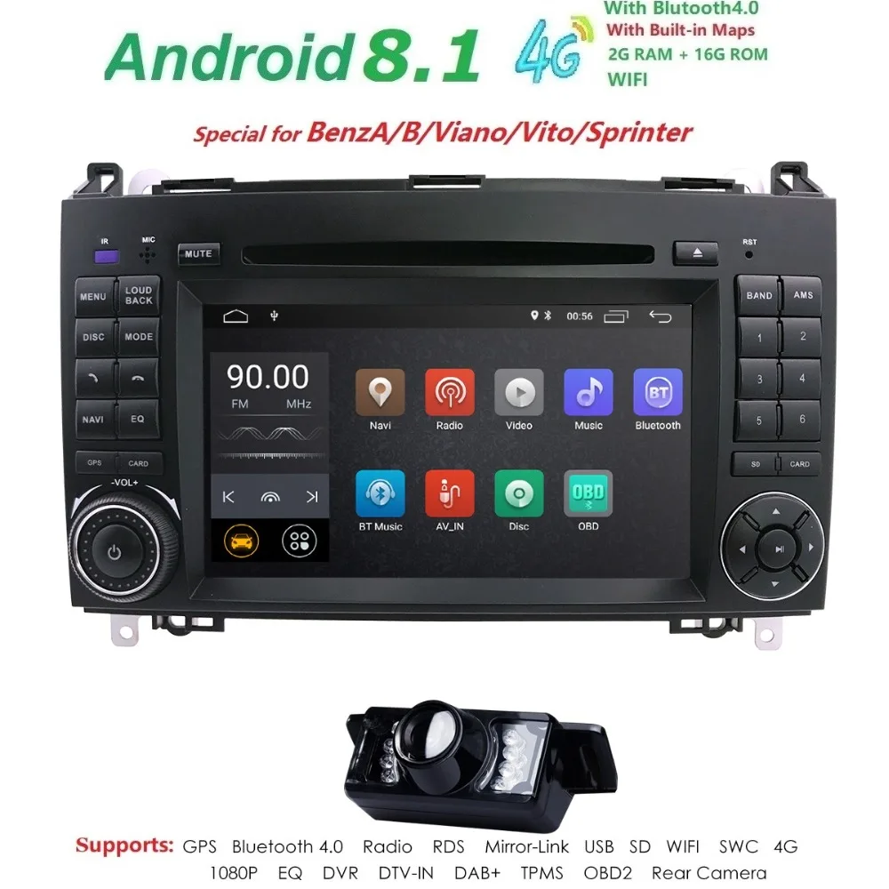 Android 8 1 2din Auto radio Car DVD multimedia for Mercedes Benz B200 A B Class