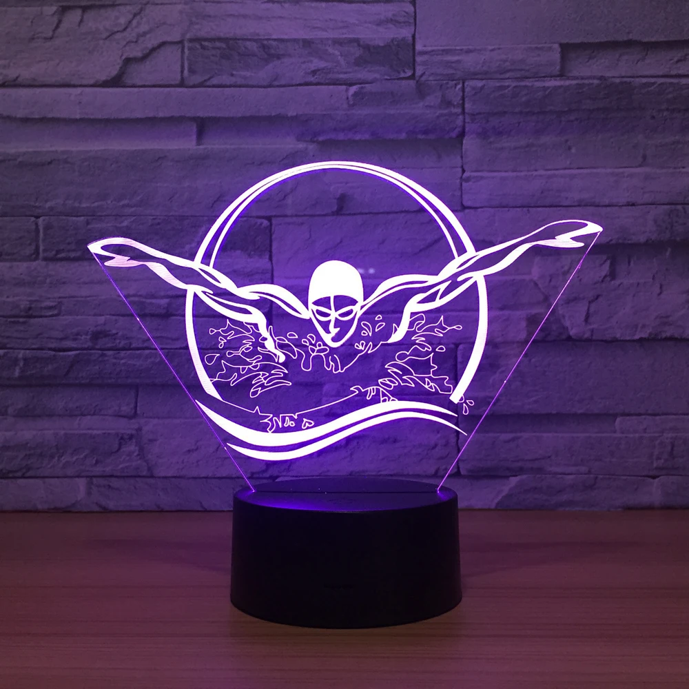 Новый спортивный плавательный светодиодный ночник 3D лампа USB RGB светильник
