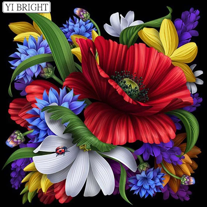 Picture Rhinestones Diamond Embroidery Blooming Flower Painting Mosaic Pattern Beads Knit Beadwork XY1 | Дом и сад