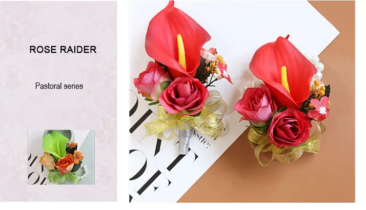 wedding corsage groom flower boutonniere cuff bracelets bridesmaid (2)