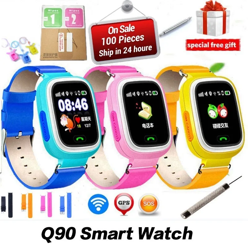 Children Smart Watch q90 GPS Phone Support Sim Card Kid Safe Baby