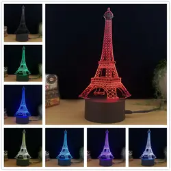 Современный творческий RGB здание 3D светодиодный светильник USB Перезаряжаемые ночные огни Портативный многоцветный Освещение в помещении