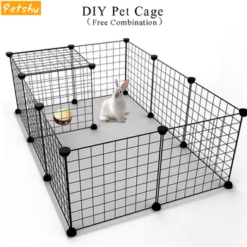 Petshy DIY Pet Fences Dog Cage Playpen Iron Net Cat Puppy Kennel House Free Combination Animal Bird Rabbit Playing Sleeping Room