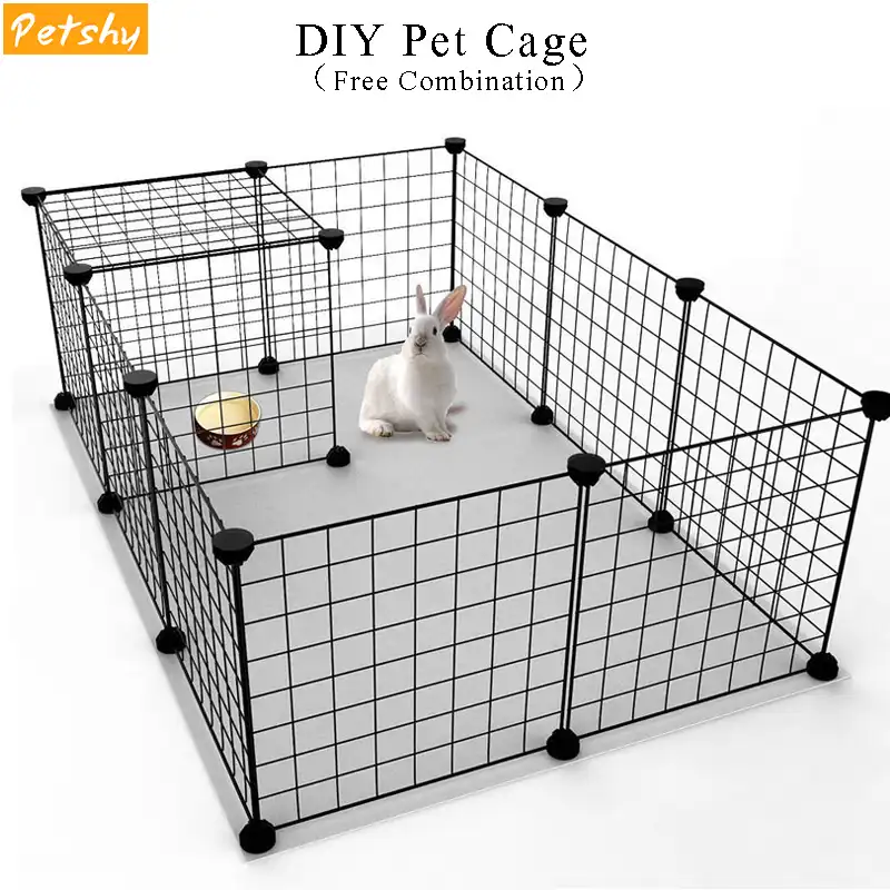 Petshy Diy ペットフェンス犬ケージベビーサークル鉄ネット猫子犬小屋の家コンビネーション動物鳥ウサギ再生睡眠ルーム Aliexpress