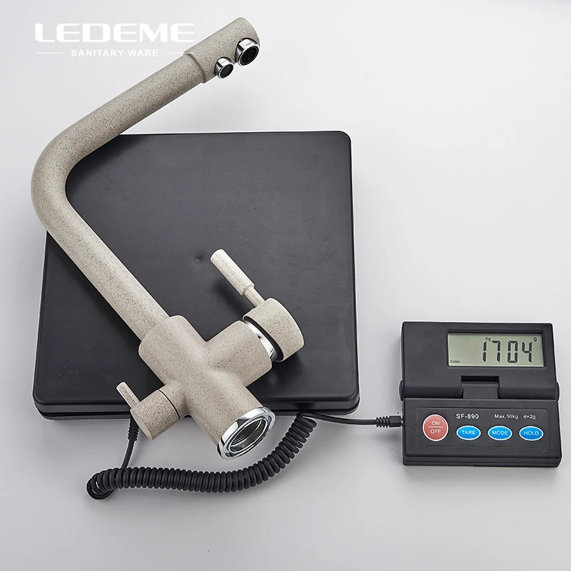 LEDEME Filtro de purificación de cocina Cuenca del grifo con agua potable del rociador Dual-barra de la manija del grifo de agua de latón L4055 - 5