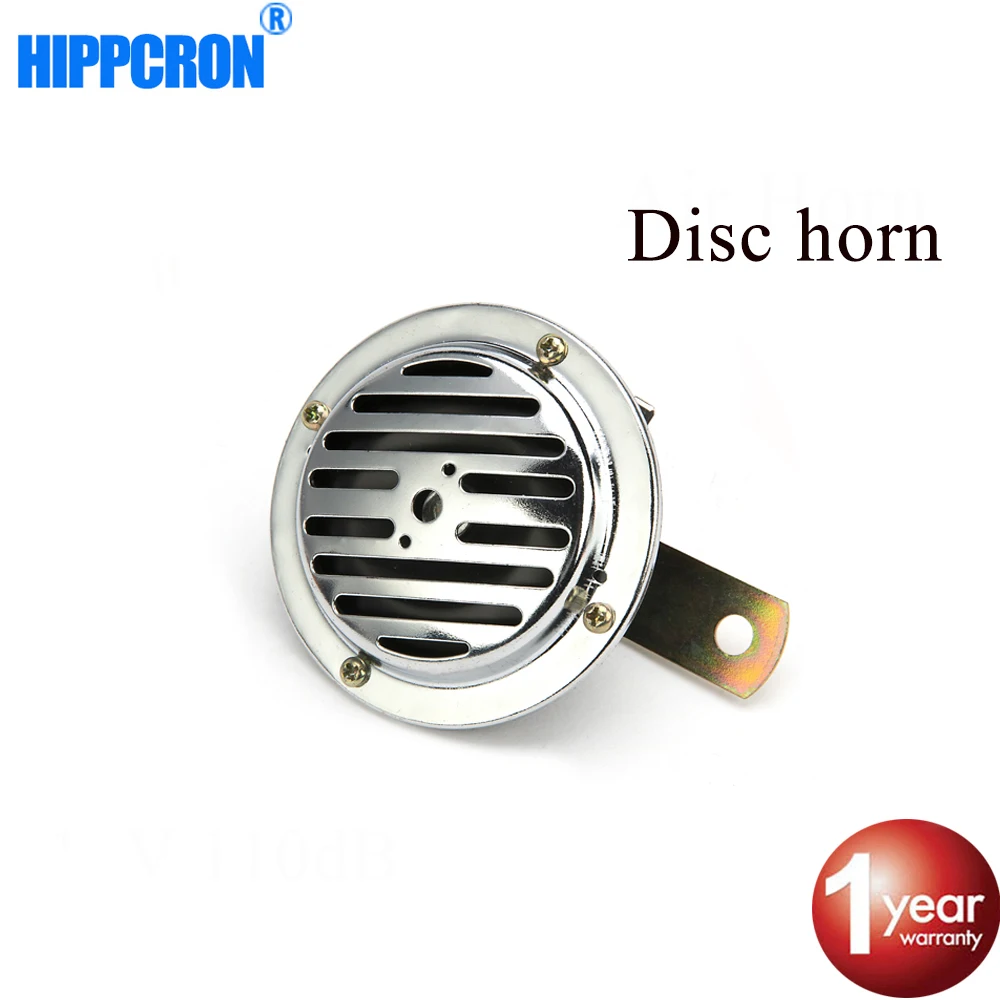 

Hippcron Car Disc Horn 12V Claxon Moto 90mm Disc Horn Aluminum Coil Chrome Color Loud for Car Motorcycle Truck Bike