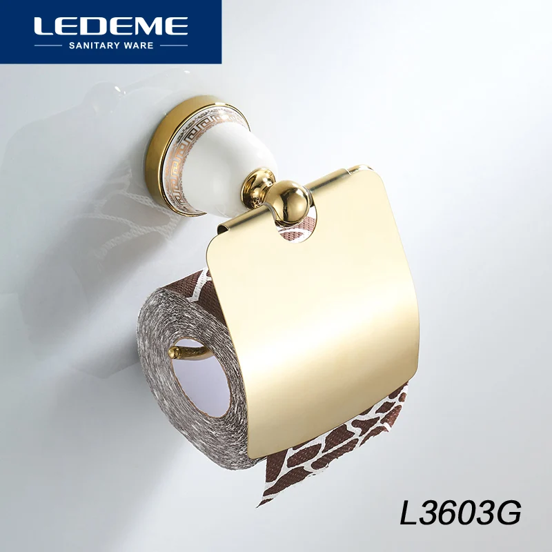 LEDEME Toilet Paper Holder Ceramic Heavy Duty Suction Wall Mount Toilet Tissue Paper Holder Bathroom Roll Paper Holder L3603G