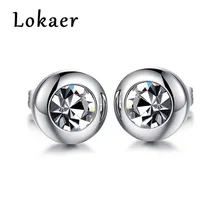 Lokaer трендовые круглые AAA серьги с цирконием кубической огранки для женщин и мужчин белого золота цвет серьги из нержавеющей стали унисекс LGE281