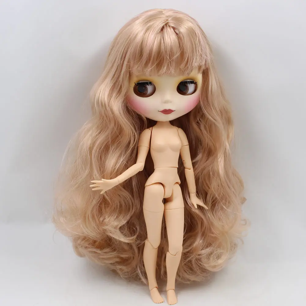 Обнаженная кукла ICY Blyth для серии № BL3227/1010 блонд микс розовых волос с челкой матовое покрытие для лица подходит для самостоятельного изменения BJD