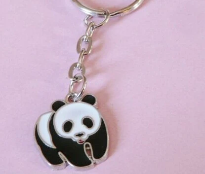 

50Pcs Fashion Vintage Silver Enamel Panda Charms KeyChain Bag Decoration For Car Key Ring Jewelry Findings Accessories DIY Q717
