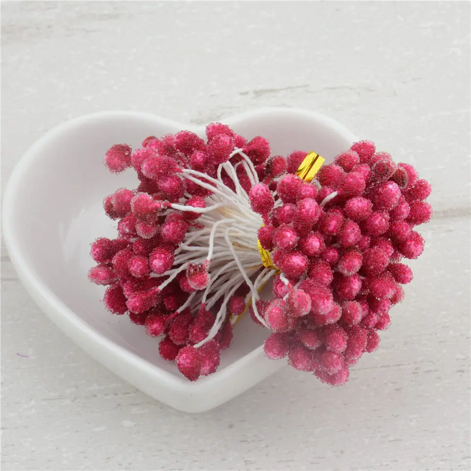 Дешевые 150 шт./лот пластиковые искусственные ягоды тычинки цветы для свадебного украшения DIY Скрапбукинг венок ручной работы искусственные цветы - Цвет: rose red