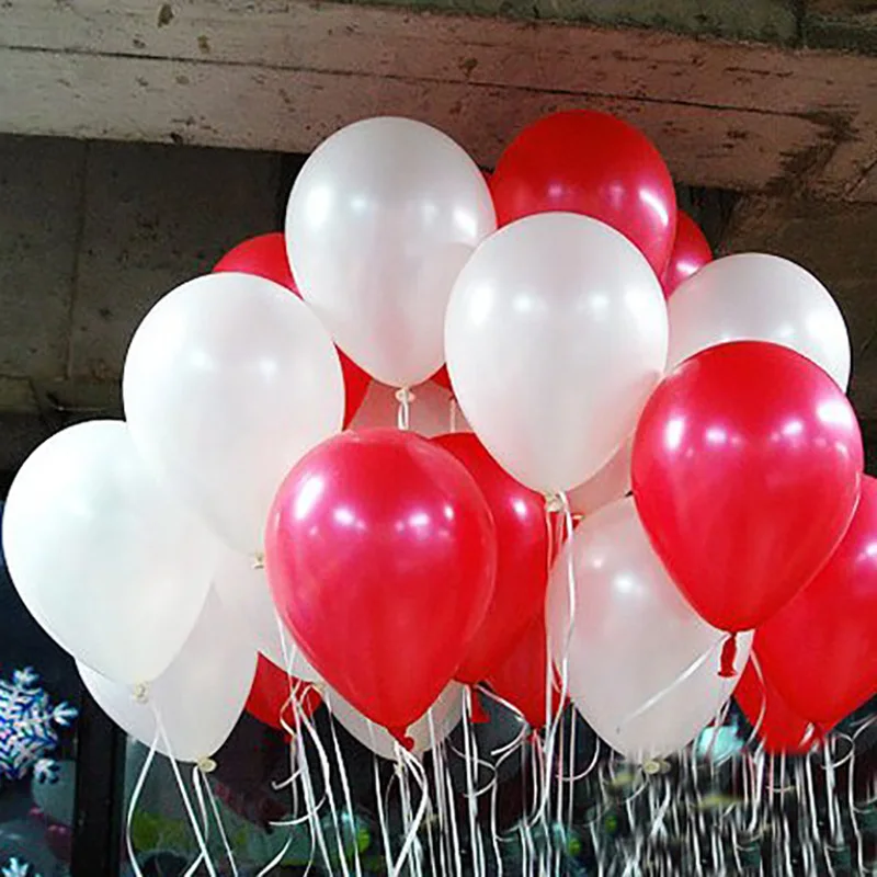 Two Colour White And Red Balloons 100pieces/Lot Latex Balloons Best