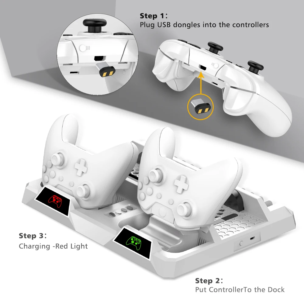  OIVO Dual Controller Charging Dock Station For Xbox ONE Cooling Vertical Stand Games Storage Charge