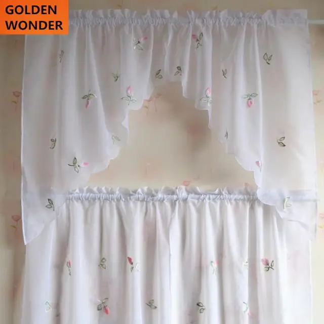 pastoral small chili embroidery finished coffee curtain short sheer curtains kitchen curtains kitchen cafe curtains 4pieces - Kitchen Cafe Curtains pastoral small chili embroidery finished coffee curtain short sheer curtains kitchen curtains kitchen cafe curtains 4pieces - Kitchen Cafe Curtains